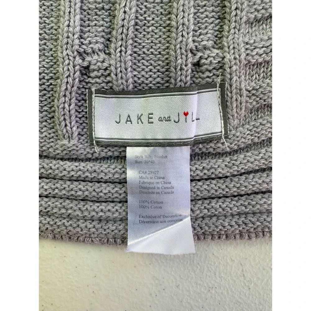 Jake And Jill Gray Cable Knit Baby Blanket‎ Blanky 100% Cotton Swaddle Stroller